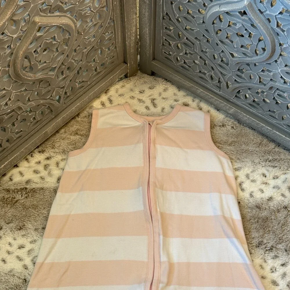 Burt's Bees Baby Beekeeper pink white striped sleepsack girls 18-24 months